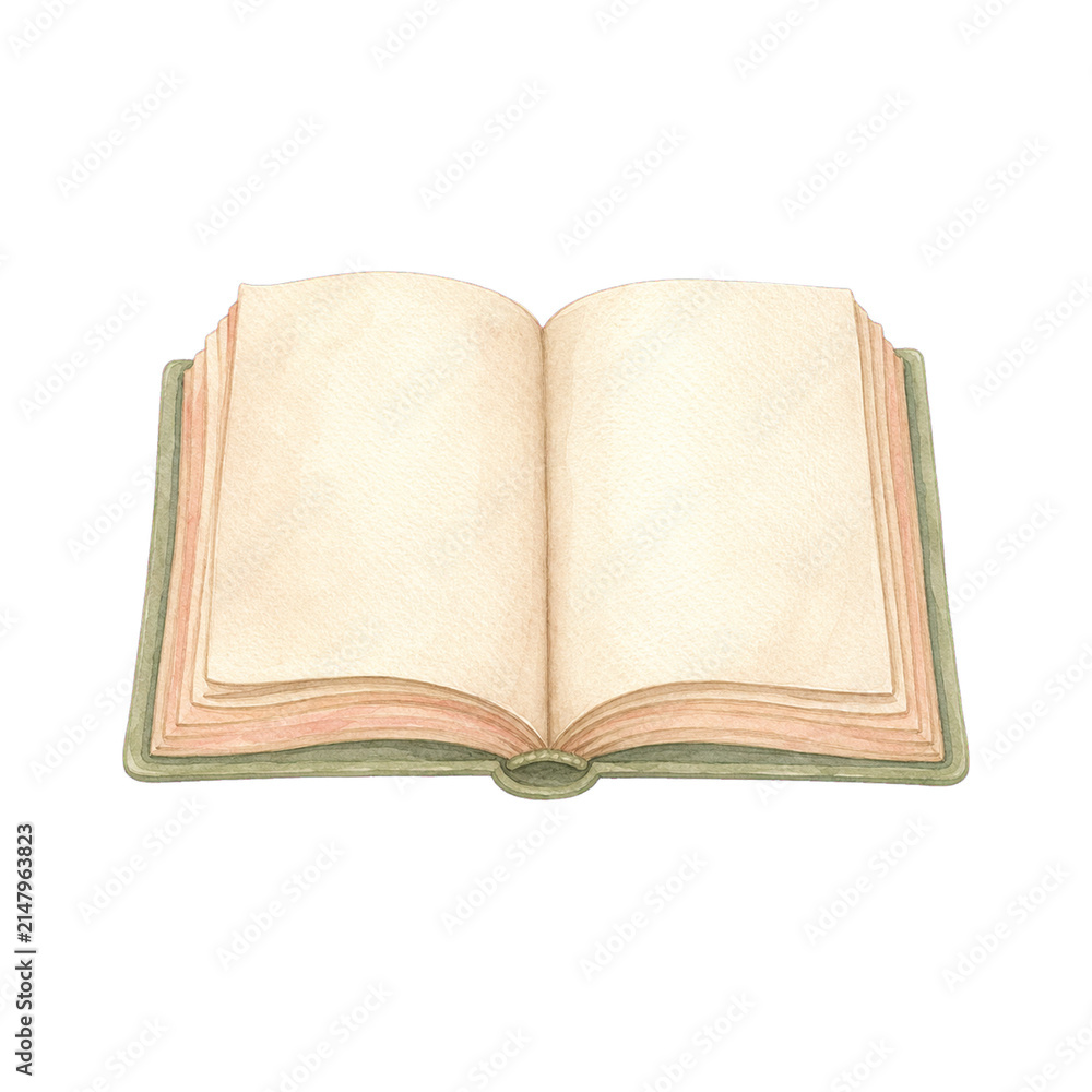 Fototapeta premium Watercolor nursery storybook isolated on transparent background