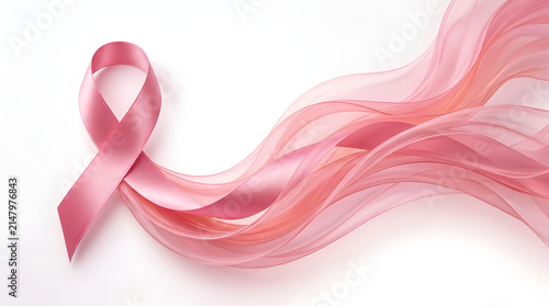 Pink Ribbon Emerging From Waves Vector Illustration