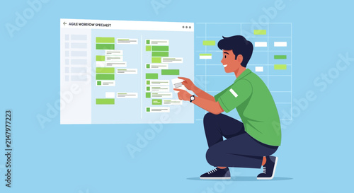 Man Planning Project Schedule On Digital Board, Task Management Concept