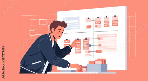 Man Planning Strategy with Flowchart Diagram and Architectural Model