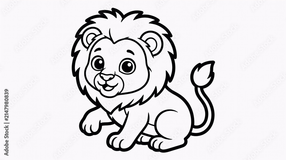 Obraz premium Cute Baby Lion Coloring Illustration