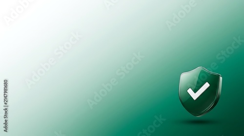Abstract background with a digital shield icon representing cybersecurity and data protection in green gradient colors