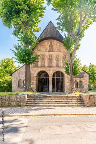 View at the Historic Cathedrale in the streets of Goslar in Germany