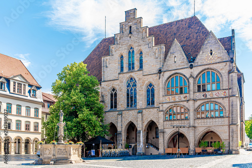 View at the Town hall building in the streets of Hildesheim - Germany
