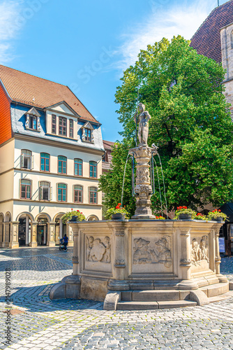 View at the Fountain of Market place in the streets of Hildesheim - Germany