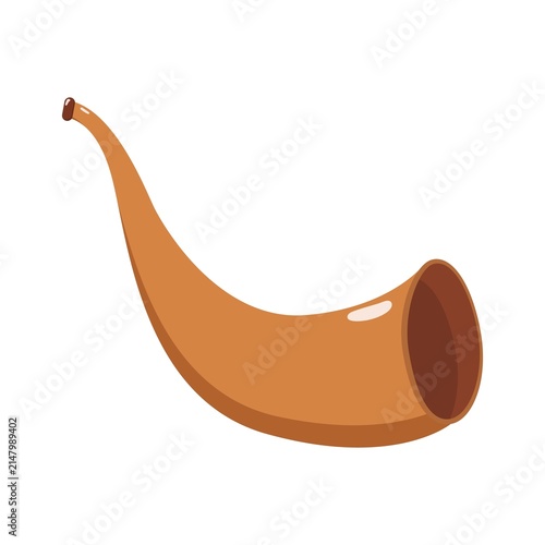 Konstfotografi Illustration of a traditional curved shofar horn in polished brown shades, with