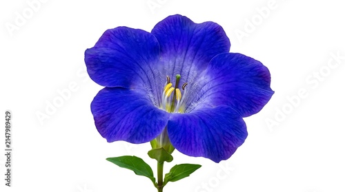 Vibrant blue bellflower isolated on a clean white background.