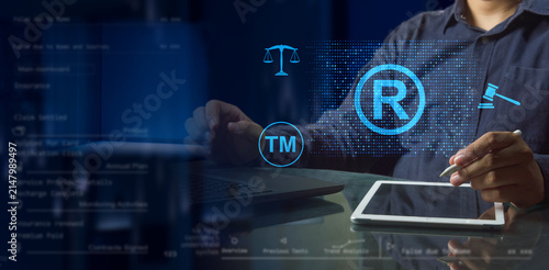 legal protection  of registered trademarks, intellectual property, copyrights, and patents in concepts of digital technology business law 