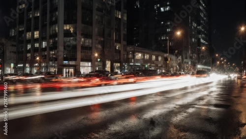 City Lights at Night - A Blur of Motion and Urban Energy.