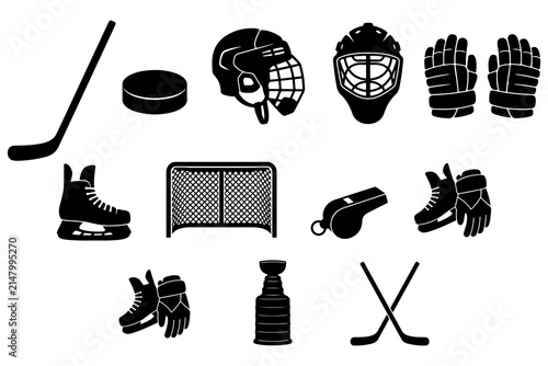 Canvas Print Ice hockey icon and vector design, set of cleaning equipment