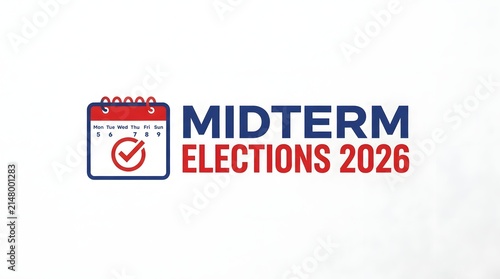 Midterm elections 2026 calendar icon isolated on white background
