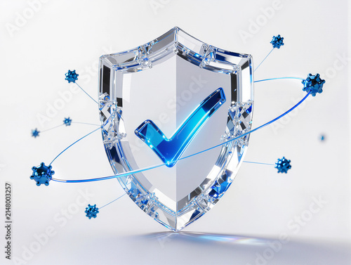 Transparent Glass Shield Protecting Against Digital Virus Threats