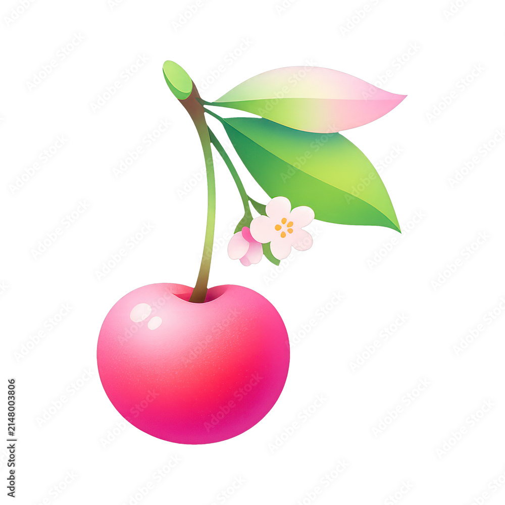Fototapeta premium PNG Vibrant cherry with delicate blossom.