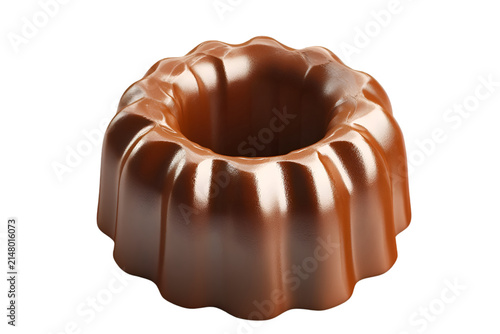 Delicious chocolate bundt cake mold isolated on white background for culinary and baking illustrations