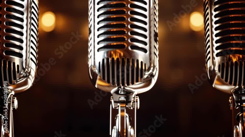 Performers gather at the stage with microphones for a show in a local venue
