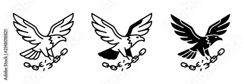 Obraz na plátne Eagle Breaking Chains Vector Art, Freedom Symbol, Independence Emblem, Bird of P