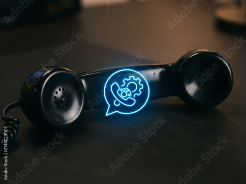 Telephone Handset with Support Icon
