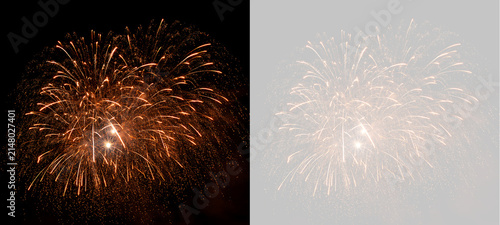 Fotografie Golden fireworks burst against dark background