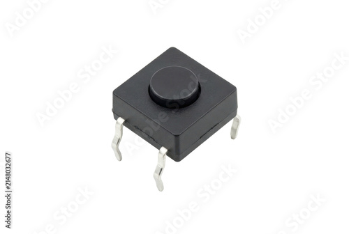 Black tactile push button switch for electronic circuit board assembly