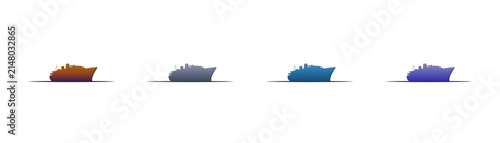 Quadro su tela Cruise ship silhouette set with gradient colors for travel design icons