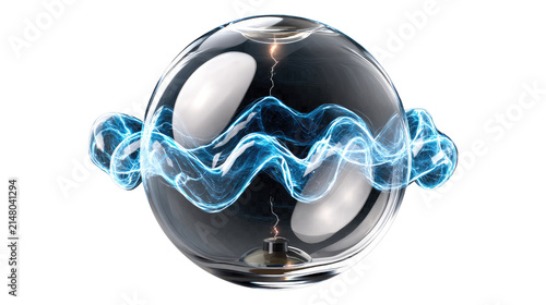Plasma Ball Energy: A mesmerizing plasma ball displays electric tendrils of blue light, showcasing the mesmerizing dance of ionized gas and electrical discharge within a glass sphere.