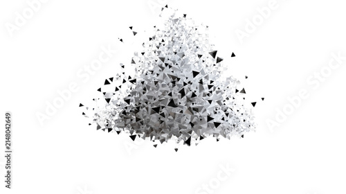 Explosion of Crystal Shards: A dynamic cluster of sharp, crystalline fragments bursts outwards, creating an abstract explosion of light and shadow.