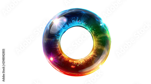 Abstract Rainbow Circle of Light: A mesmerizing abstract circular shape pulsating with vibrant rainbow colors and ethereal light effects, symbolizing energy and creativity.