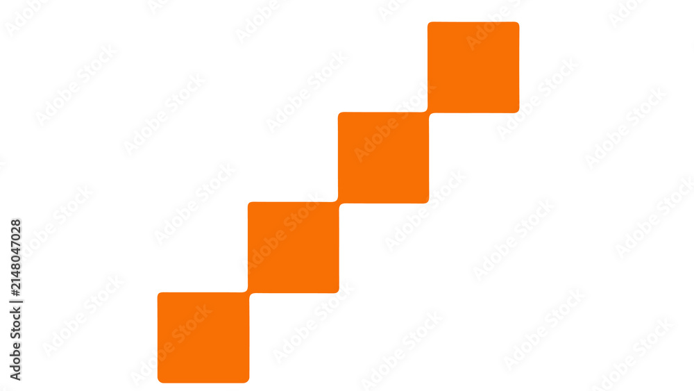 Fototapeta premium Abstract composition of orange squares arranged in ascending diagonal line with geometric diagonal abstract ascending minimalist composition progress structure arrangement business