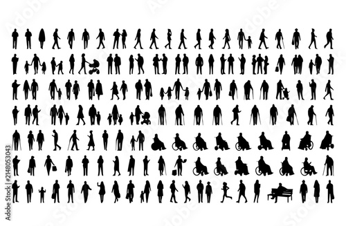Big Set of People Silhouettes: Men, Women, Families, and Seniors