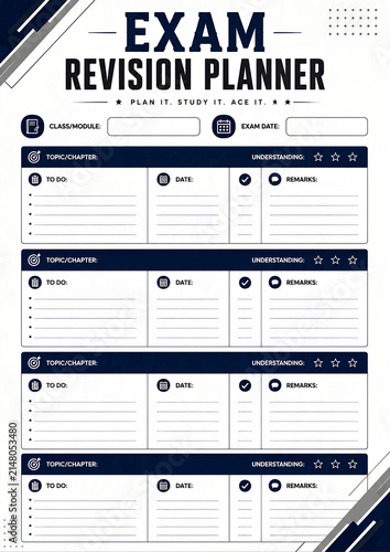 Exam Revision Planner Printable Study Schedule
