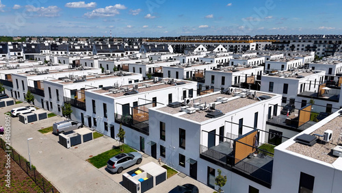 Townhouses, new residential complex, developer, aerial photography, Wroclaw, Poland
