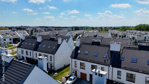 Townhouses, new residential complex, developer, aerial photography, Wroclaw, Poland
