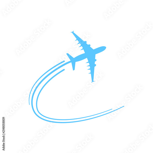 Airplane and route pin maps illustration