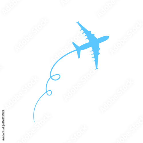 Airplane and route pin maps illustration