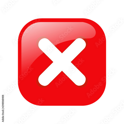 Canvastavla Red square icon with a white cross mark