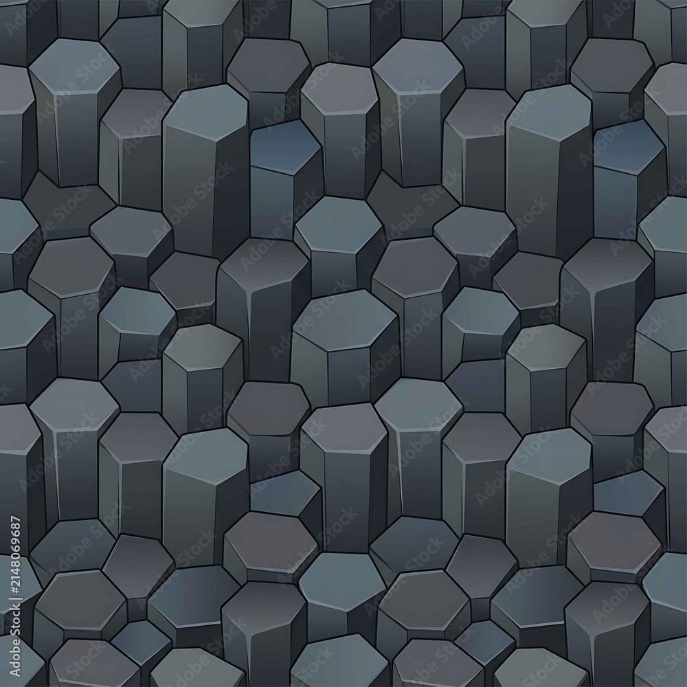 Fototapeta premium Abstract 3D Hexagonal Pattern Background with Dark Grey Geometric Pillars