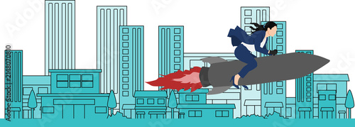 Plakat 出張するビジネスウーマンのイラスト