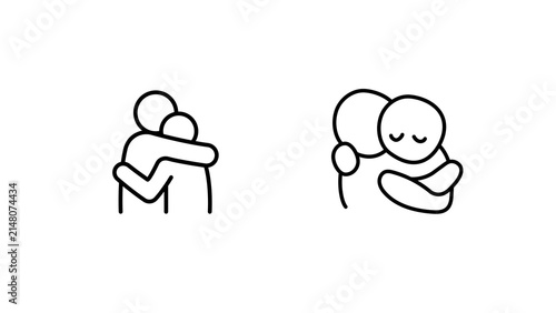 Minimal hug icon isolated on transparent background. Modern embrace PNG symbol for love, support, friendship, family, community, UI and graphic design projects.