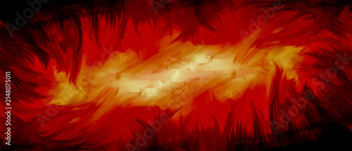 Yellow Orange Red and Black Color Artistic Fire Hole Style Painting