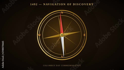 Animasi Columbus Day Navigational Compass 4K Motion Graphic Animation | Seamless Loop