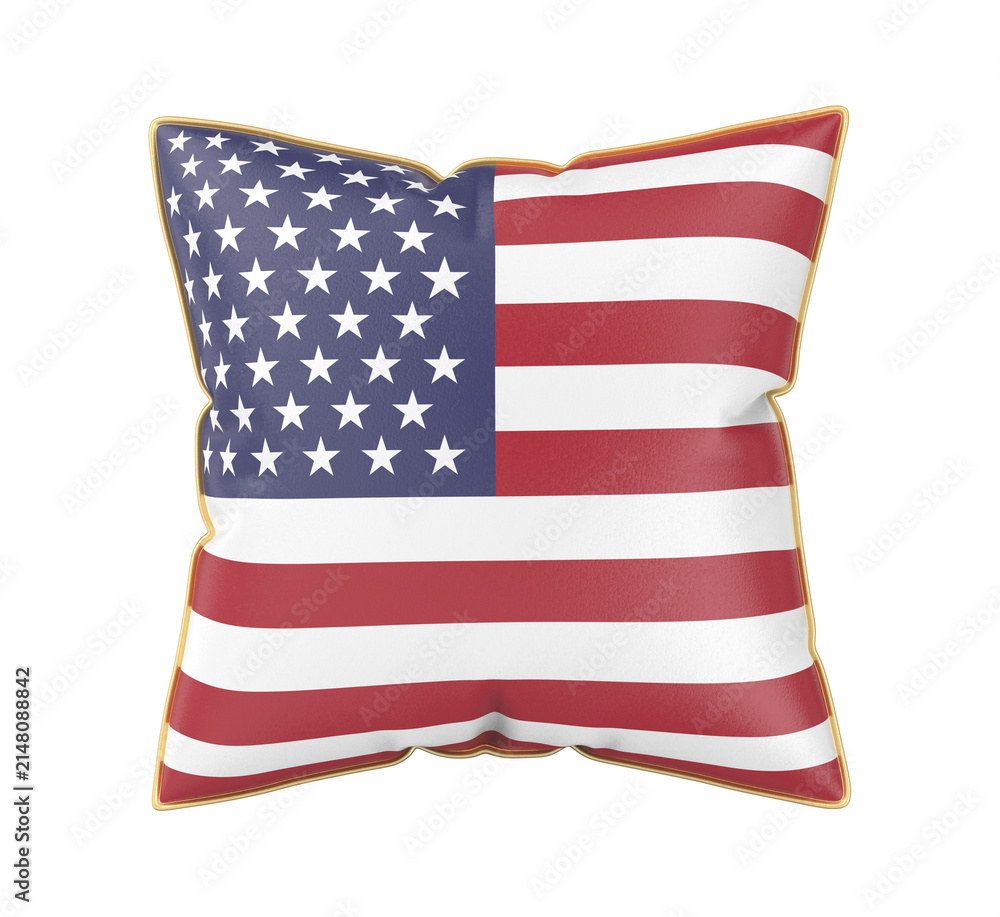 Fototapeta premium Pillow with the flag of the United States on transparent background