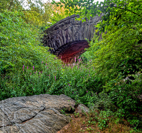 Gapstow Bridge in Central Park in summer