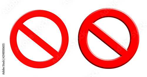3D Red Prohibition Stop Signs. Warning sign