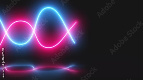 Blue and Pink Neon Light Waves Swinging Motion Background