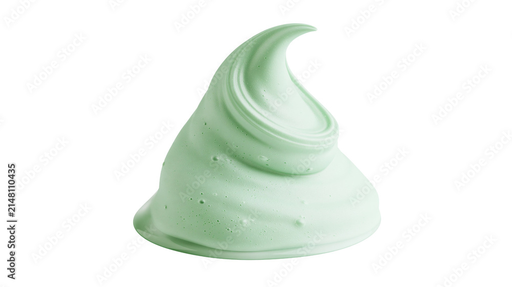 Fototapeta premium Light green foamy cream swirl, isolated on transparent background