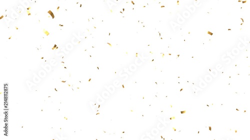 Colourful shiny gold confetti falling white screen background. gold confetti burst particle animation. party celebration happy birthday holiday decoration festival concept 4k videos.