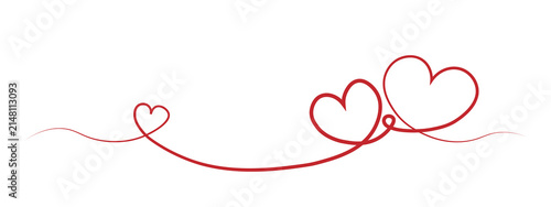 Foto Continuous heart line vector with romantic red outline and elegant love symbol f