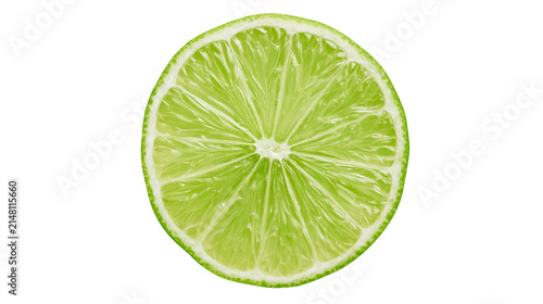 Vibrant green lime slice with juicy segments, isolated on transparent background