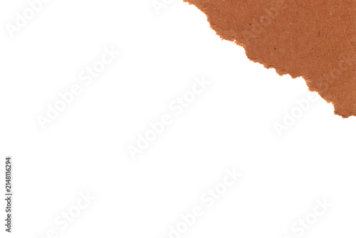 Torn kraft paper corner border isolated on transparent background