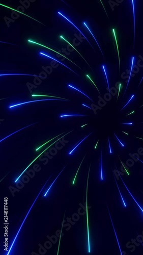Modern Business Technology Background with Green and Blue Glowing Light Streams, Cyber Technology, Data Network, Digital Motion, Abstract Futuristic Design